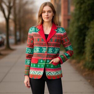 NWT Christmas Blazer Rain dear Coat  Adult M/ L
